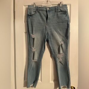 SO Women's Light Blue Distressed Skinny Jeans
